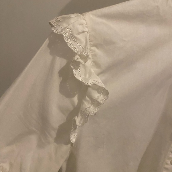 Maje Cream Ruffled Button-Up Blouse - Picture 4 of 9